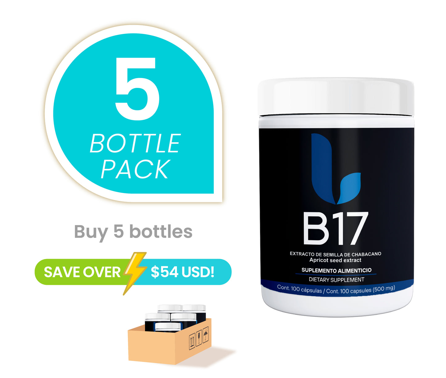 Vitamin B17 5PACK OFFER (amygdalin / laetrile) Save over 54 USD!