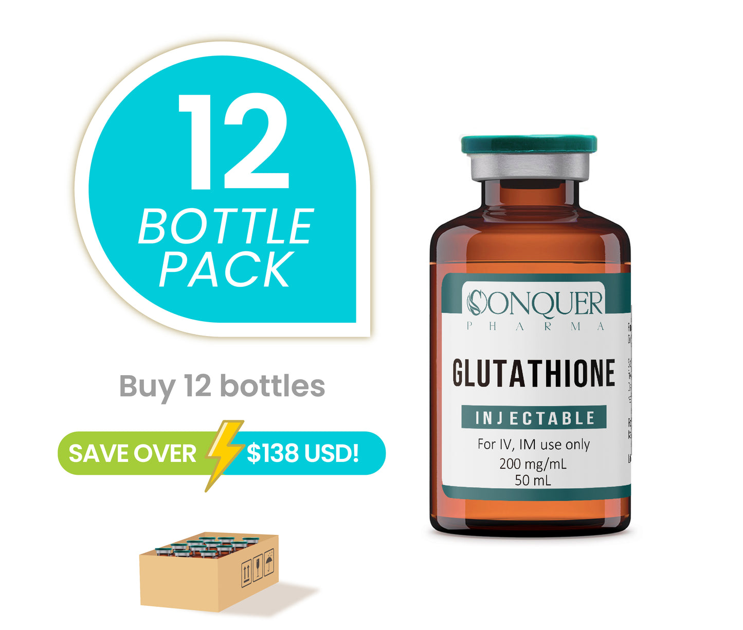 12Pack Offer – Glutathione Injectable 200mg/mL 50 mL Save Over $ 138 USD. On Sale For limited time!