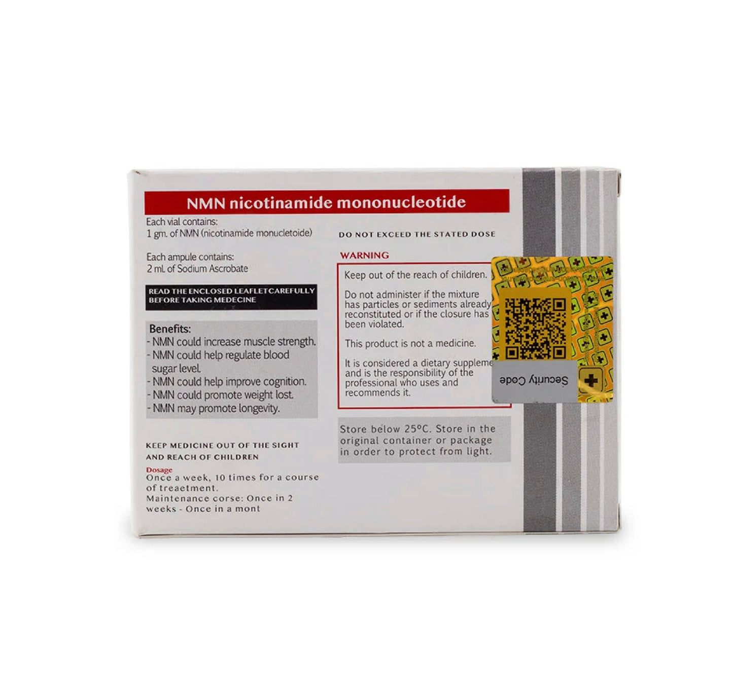 NMN 1000mg of Nicotinamide Mononucleotide 2ml of Sodium Ascorbate IM/IV