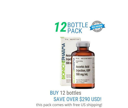 12 Pack Offer – Ascorbic Acid (Vitamin C) Injectable 500mg/ml Save Over $290 USD and Get Free US Shipping! On Sale For limited time!