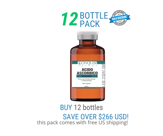 12 Pack Offer – Ascorbic Acid (Vitamin C) Injectable 500mg/ml 50mL Save Over $266 USD and Get Free US Shipping! On Sale For limited time!