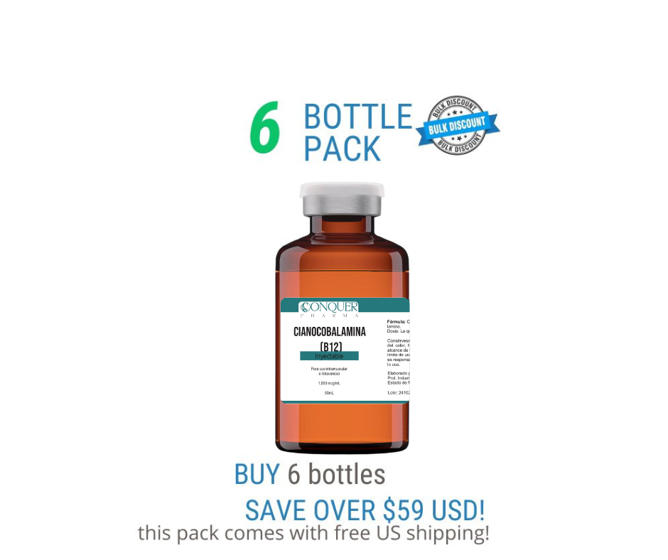 6 Pack Offer-Cyanocobalamin (B12) Injection 1,000 mcg/mL 50mL Conquer Pharma