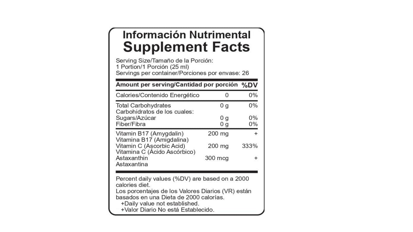 Nano Liposomal Vitamin B17 Fortified with Antioxidants (amygdalin / laetrile) 650mL.