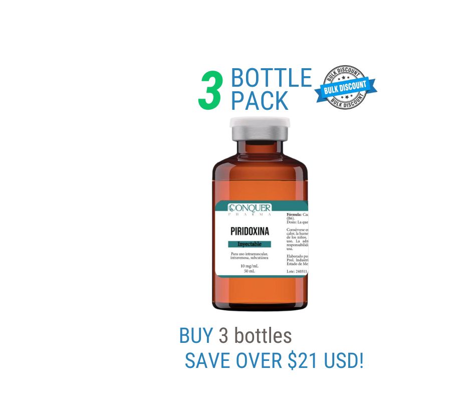 Pyridoxine (VitaminB6) 10mg/mL IV 50mL Conquer Pharma Multi-dose vial