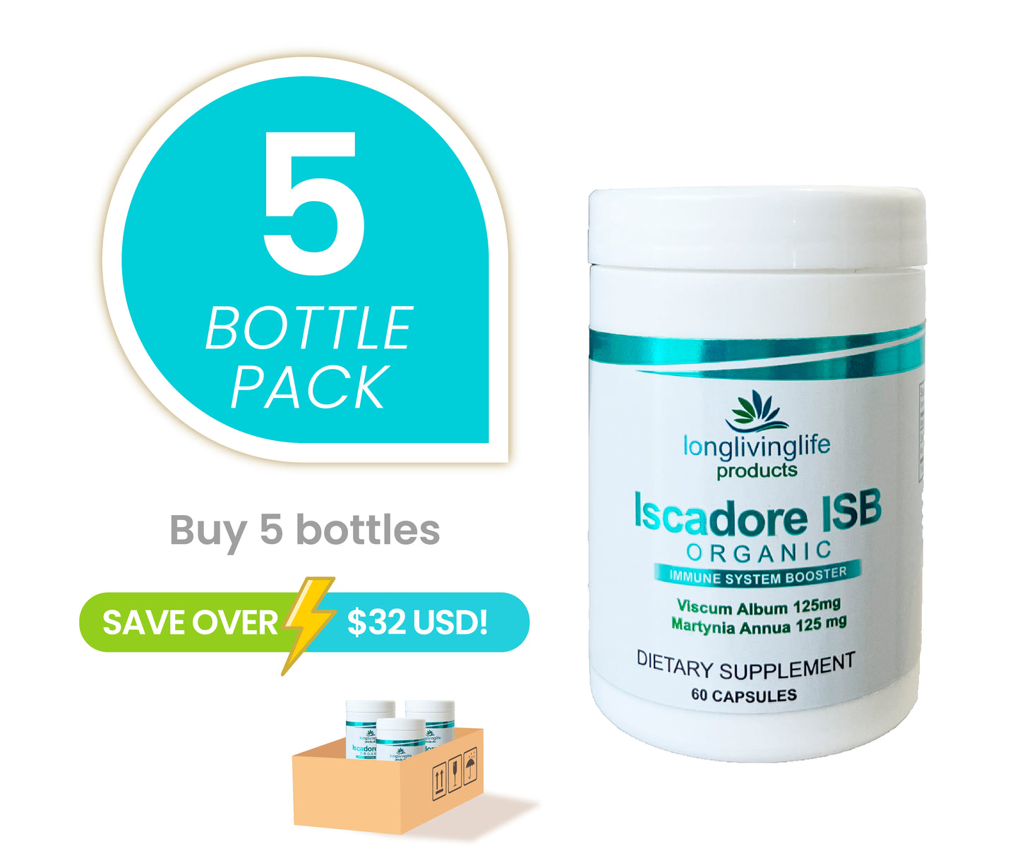 Mistletoe Immune System Booster 60 capsules 5 PACK OFFER Save over USD32