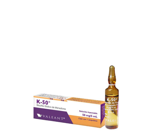 Vitamin K3 Inyectable IM and IV 50mg/5mL Vial Valeant Laboratories