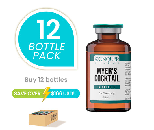 12 Pack Offer – Myer's Cocktail Injectable Premix IV 50mL Save Over $166 USD. On Sale For limited time!