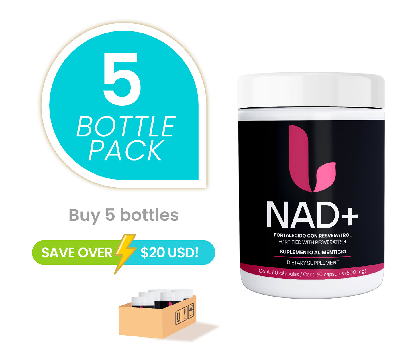 NAD+ with Resveratrol 5PACK OFFER  Save over 20 USD!