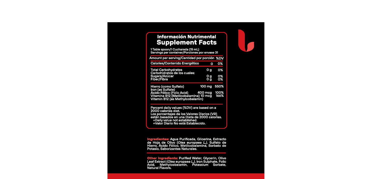 Nano Liposomal Iron fortified  with B-12 and Folic Acid 473 mL.